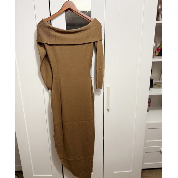 NWT Fashion Nova Tamara Camel Ribbed Knit Sweater Maxi Bodycon Dress Size 2XL - Picture 4 of 12